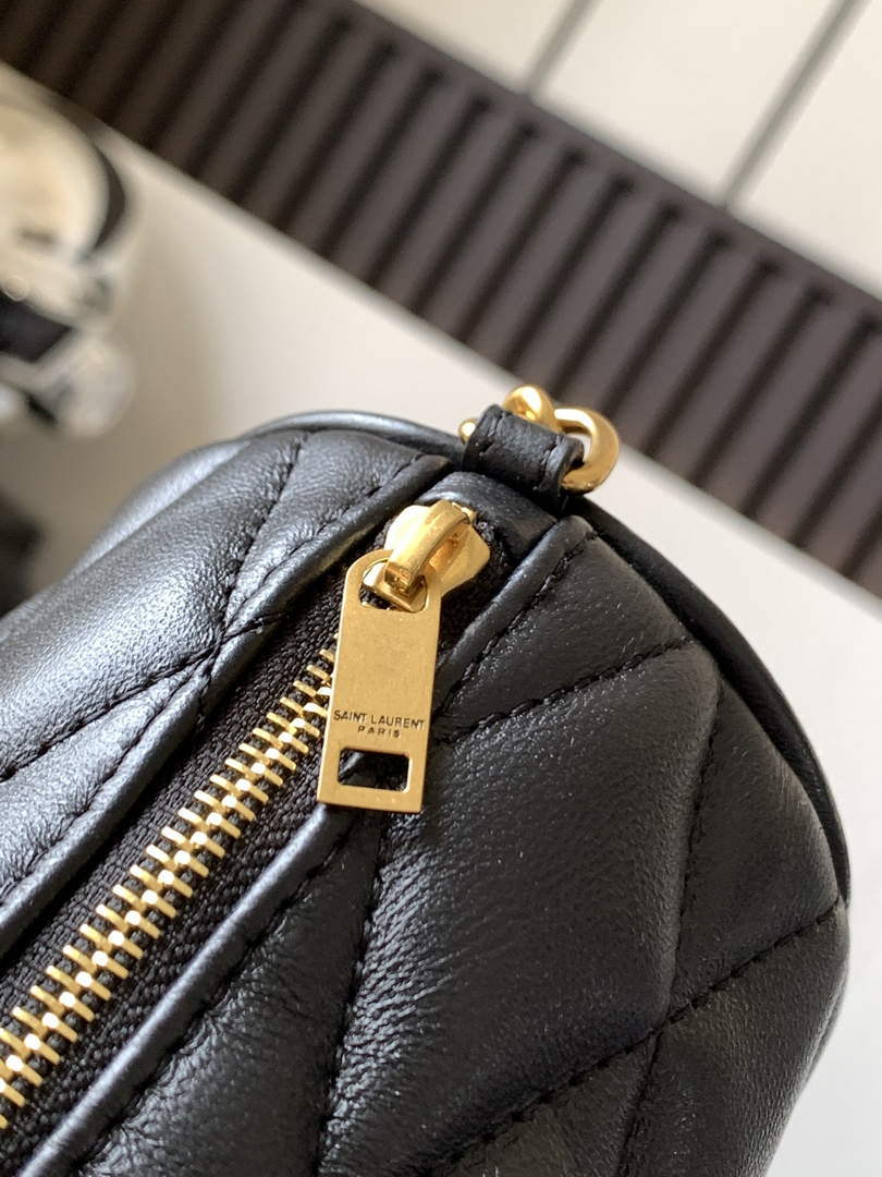 YSL 699703 Sade Mini Tube Bag In Quilted Lambskin Black - Default Title - View 7