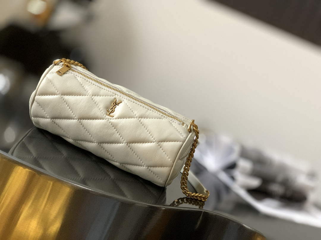 YSL 699703 Sade Mini Tube Bag In Quilted Lambskin White - Default Title - View 1
