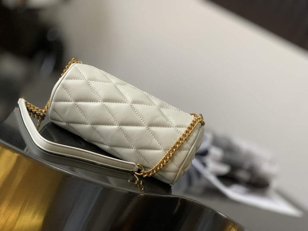 YSL 699703 Sade Mini Tube Bag In Quilted Lambskin White - Default Title - View 3
