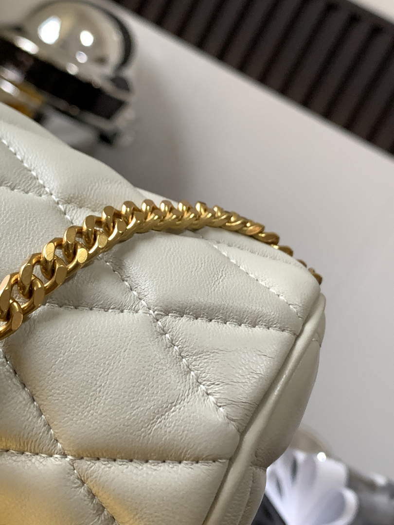 YSL 699703 Sade Mini Tube Bag In Quilted Lambskin White