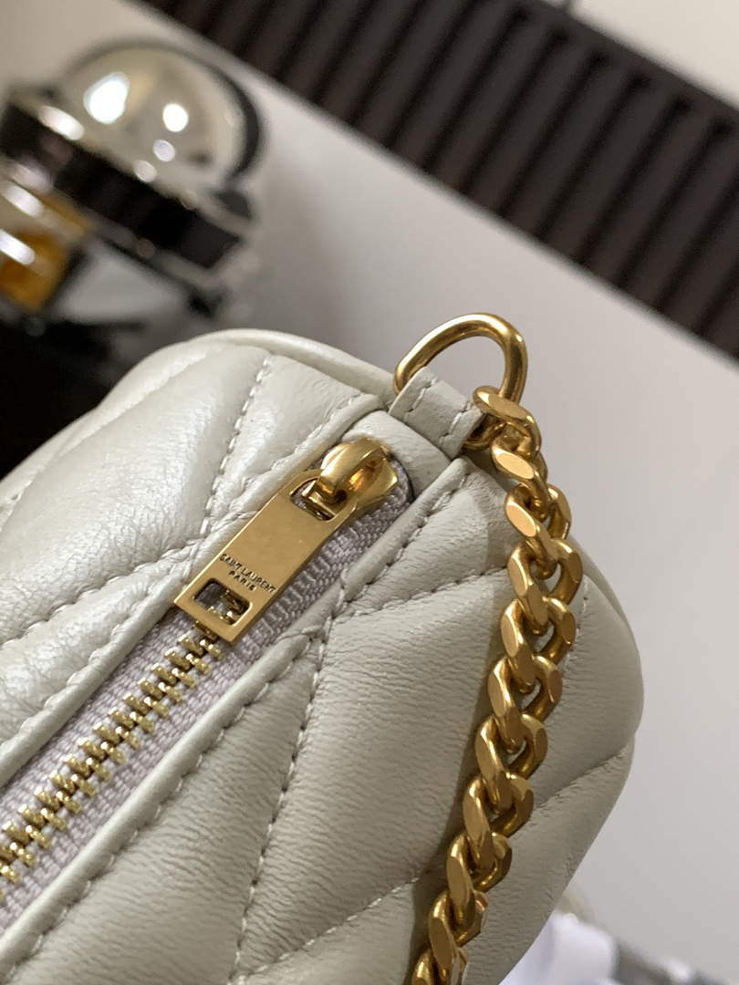 YSL 699703 Sade Mini Tube Bag In Quilted Lambskin White - Default Title - View 7