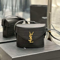 YSL 710080 June Box Bag In Quilted Crocodile Printer Leather Black - Default Title - View 1