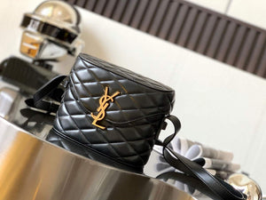 YSL  710080 June Box Bag In Quilted Patent Leather Black - Default Title - View 1