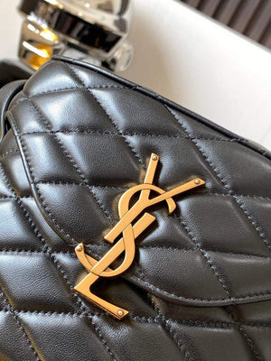 YSL  710080 June Box Bag In Quilted Patent Leather Black - Default Title - View 5