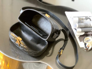 YSL  710080 June Box Bag In Quilted Patent Leather Black - Default Title - View 7