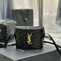 YSL 710080 June Box Bag In Quilted Patent Leather Black with Gold - Default Title - View 1