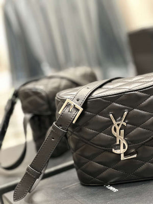 YSL 710080 June Box Bag In Quilted Patent Leather Black with Silver - Default Title - View 4