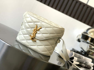 YSL  710080 June Box Bag In Quilted Patent Leather White - Default Title - View 1