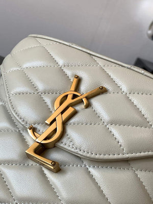 YSL  710080 June Box Bag In Quilted Patent Leather White - Default Title - View 5