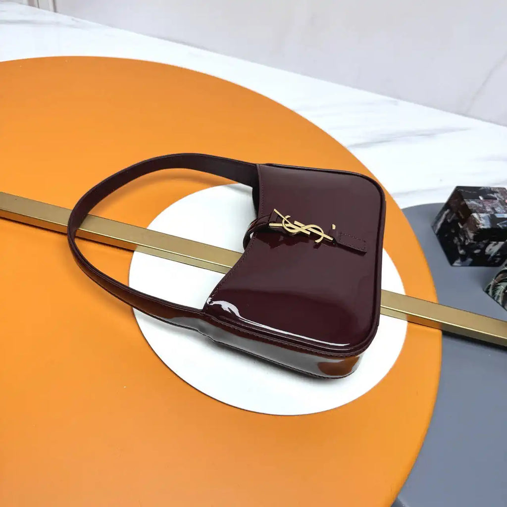 YSL 710318 MINI LE 5 ¨¤ 7 IN Patent LEATHER Wine Red