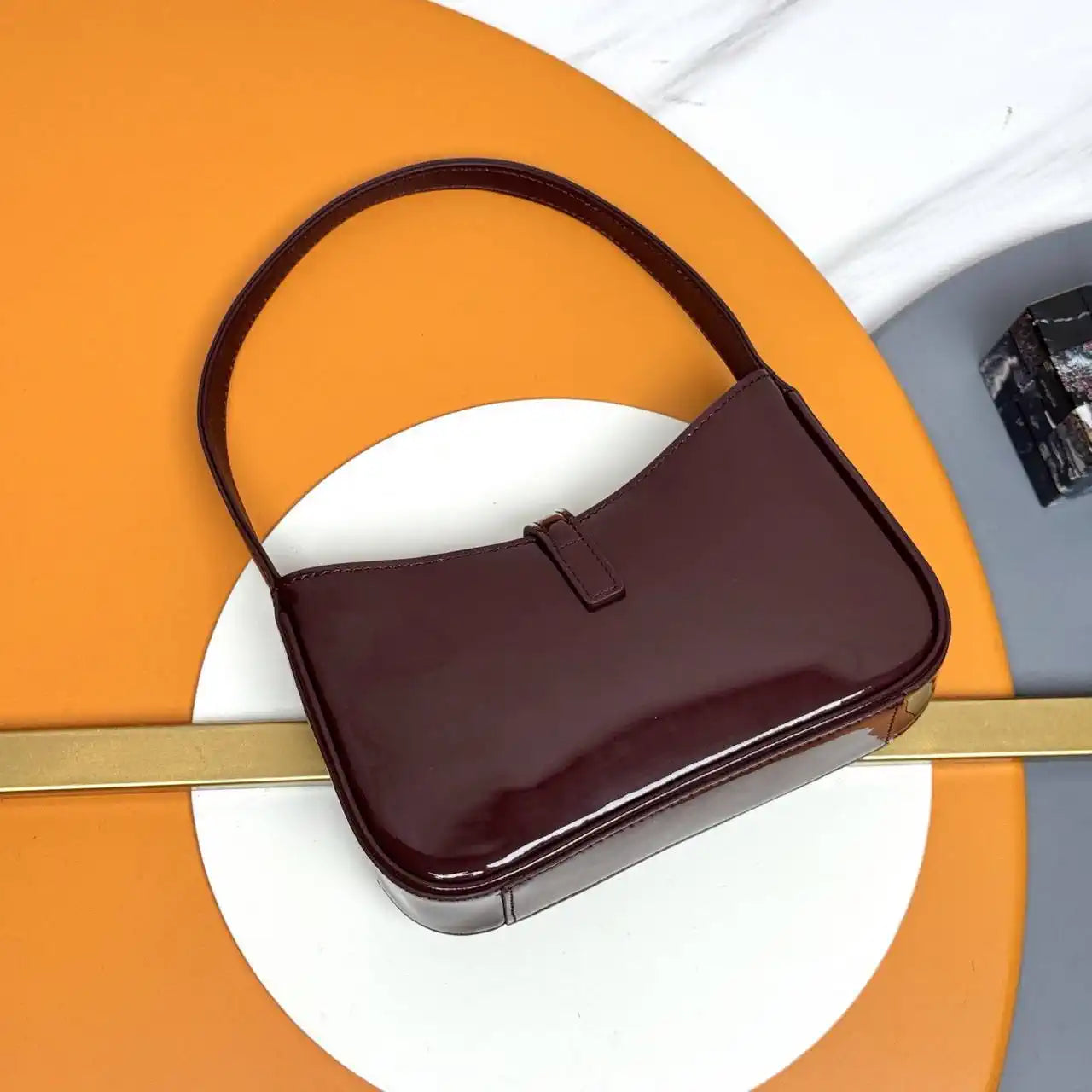 YSL 710318 MINI LE 5 ¨¤ 7 IN Patent LEATHER Wine Red