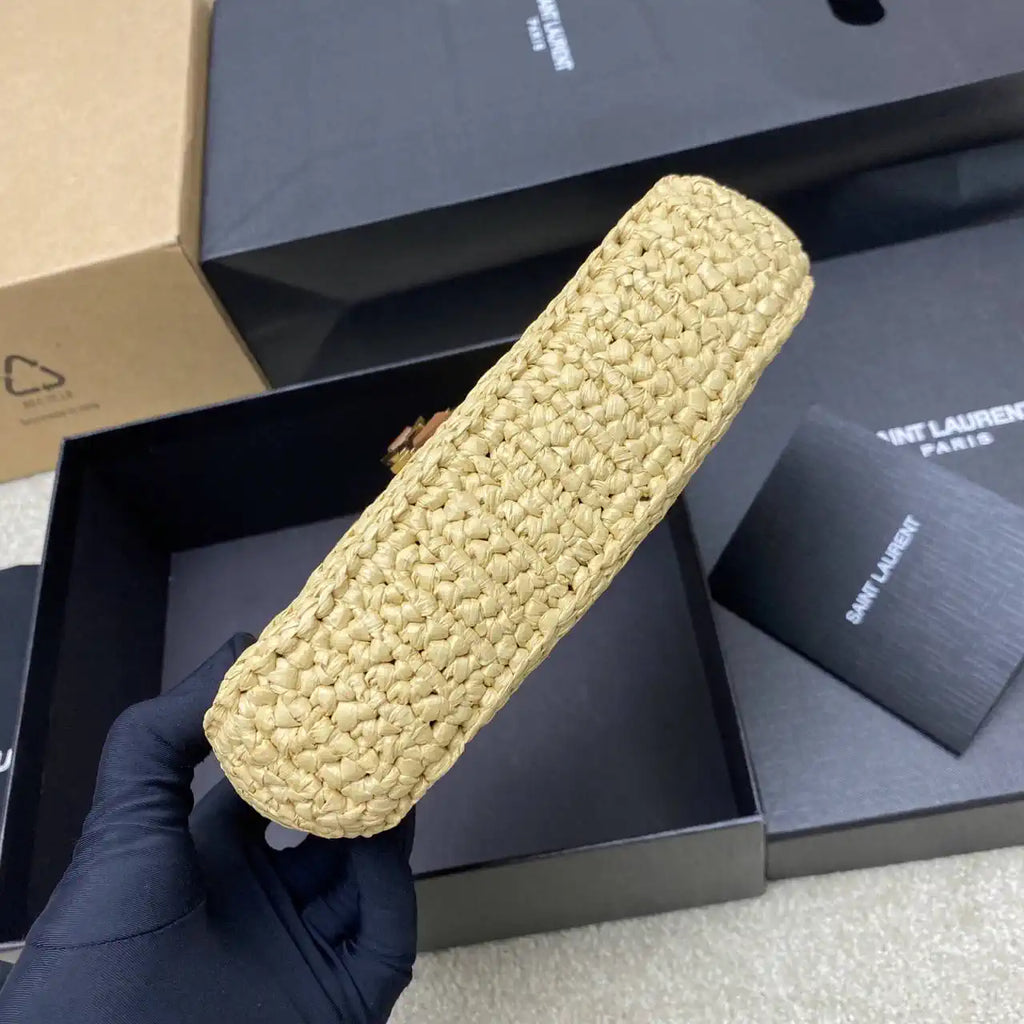 YSL 710318 MINI LE 5 ¨¤ 7 IN Raffia Nature