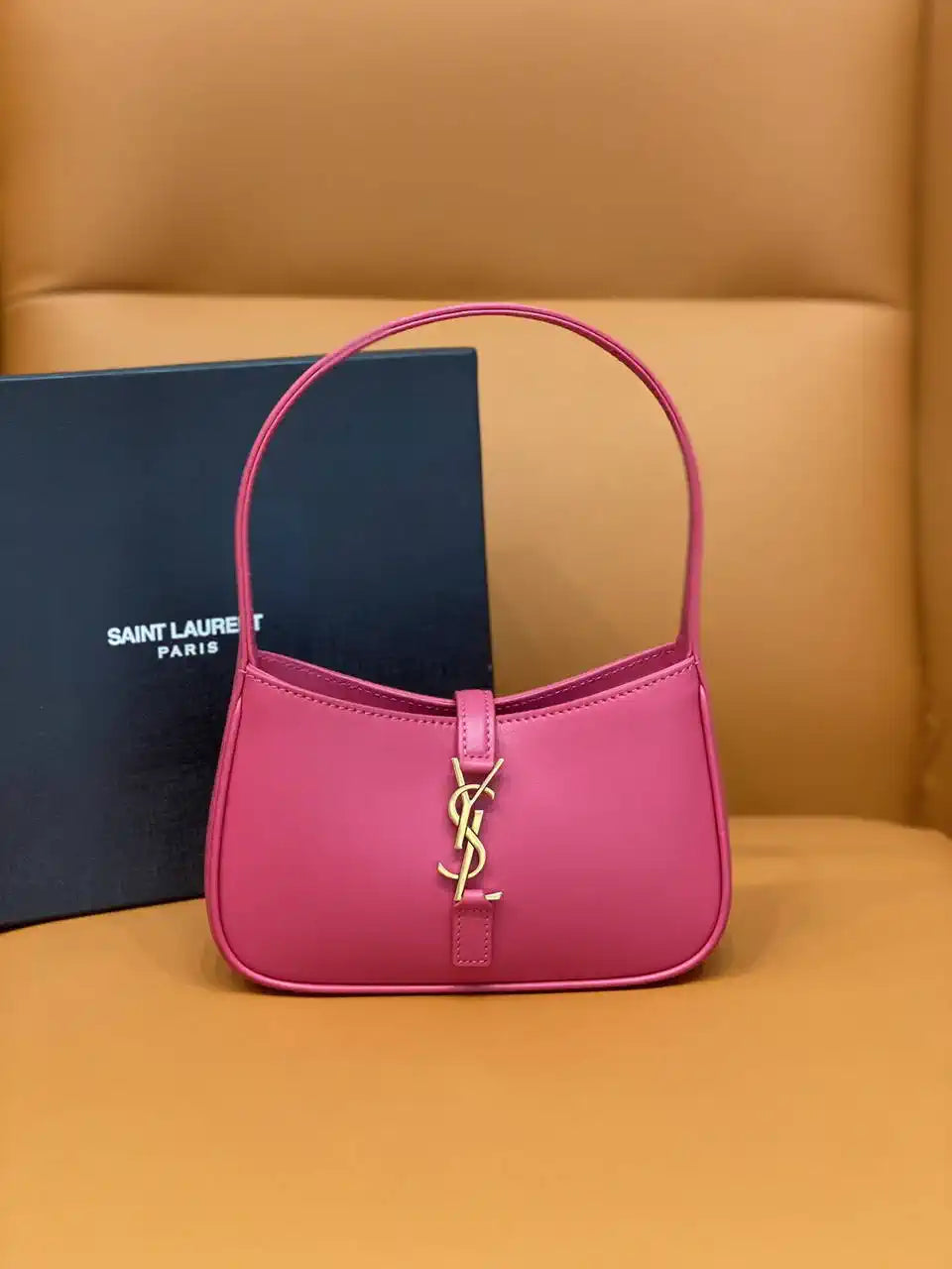 YSL 710318 MINI LE 5 ¨¤ 7 IN SMOOTH LEATHER Rose Red