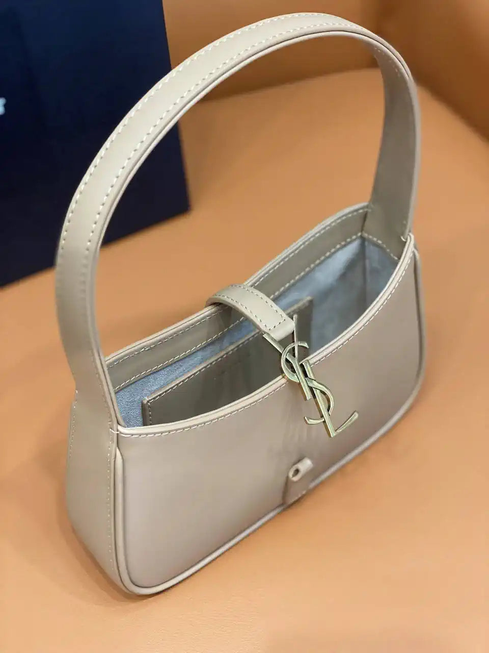 YSL 710318 MINI LE 5 ¨¤ 7 IN SMOOTH LEATHER Gray