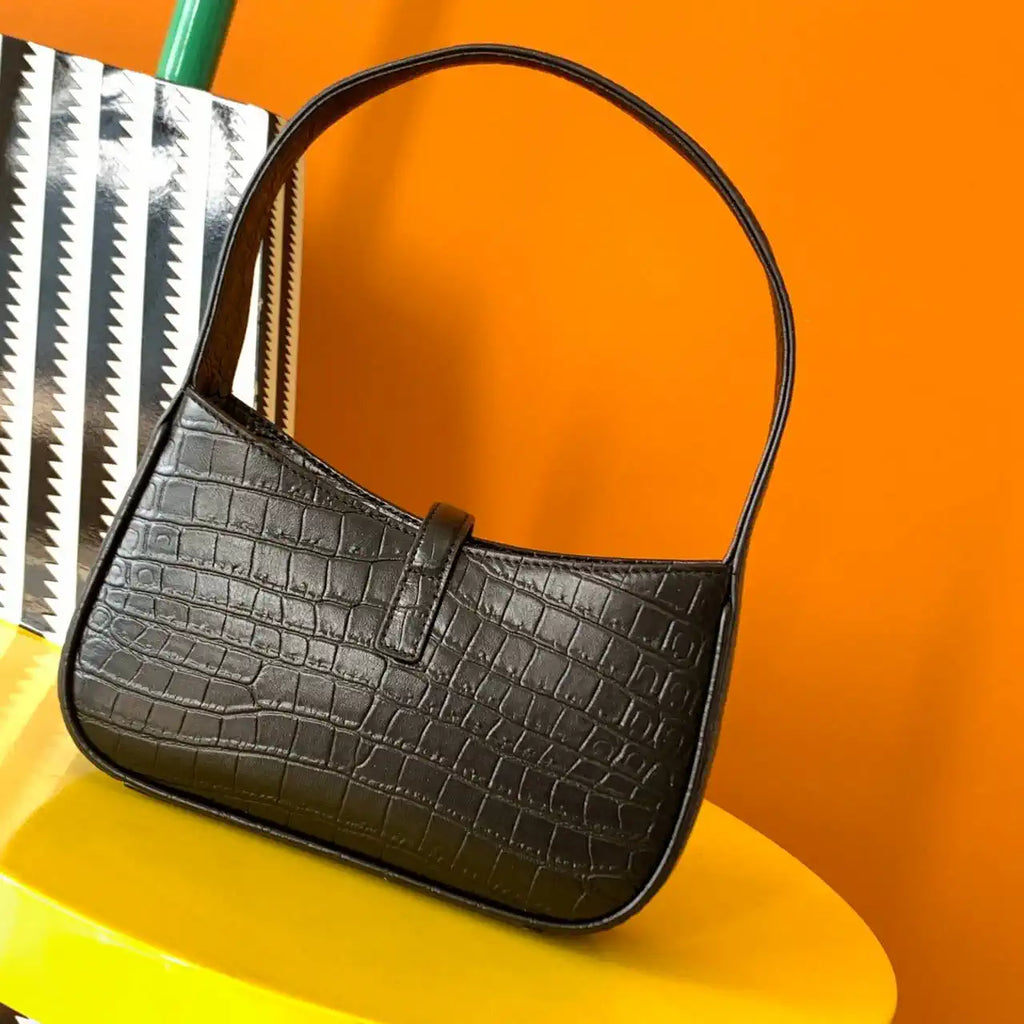 YSL 710318 MINI LE 5 ¨¤ 7 IN Crocodile LEATHER Black