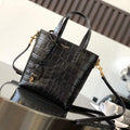 YSL 712367 Saint Laurent Paris Mini Toy Shopping In Crocodile-Embossed Leather Black - Default Title - View 1