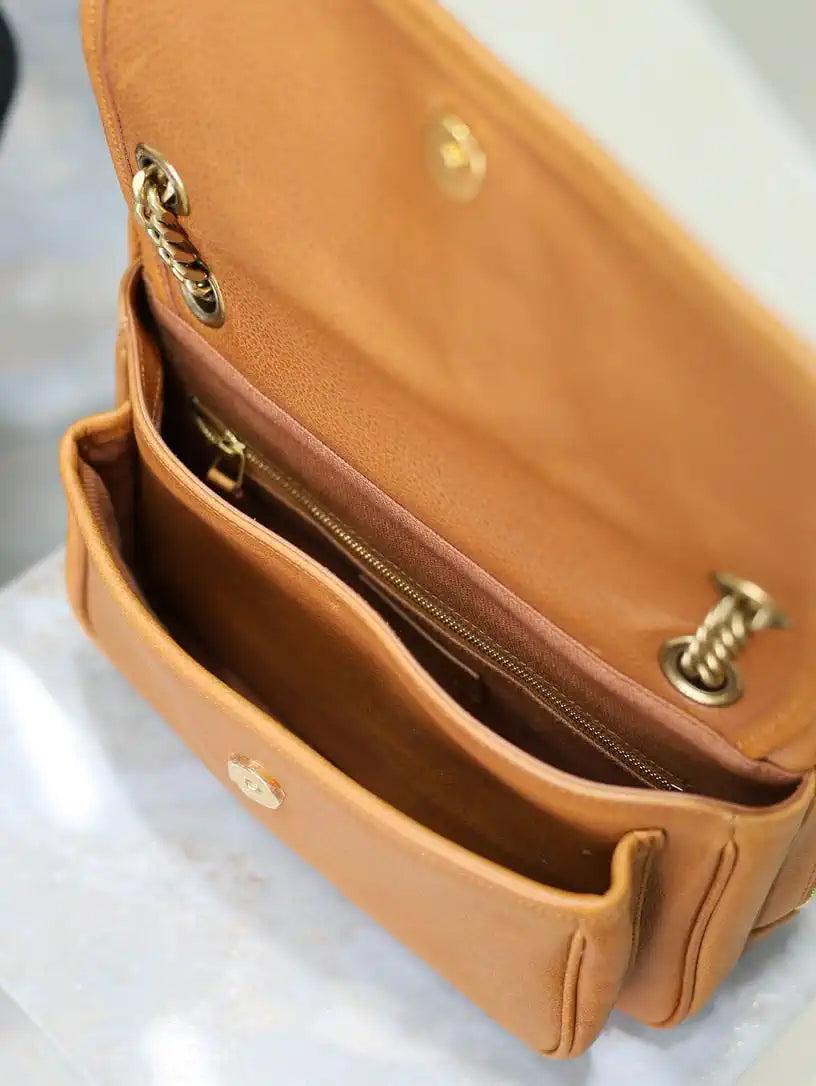 YSL 712520 Camera Crossbody Bag Brown