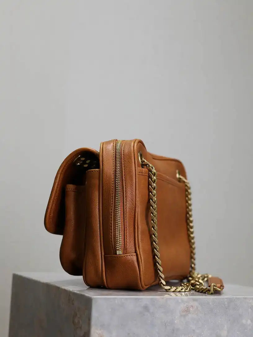 YSL 712520 Camera Crossbody Bag Brown