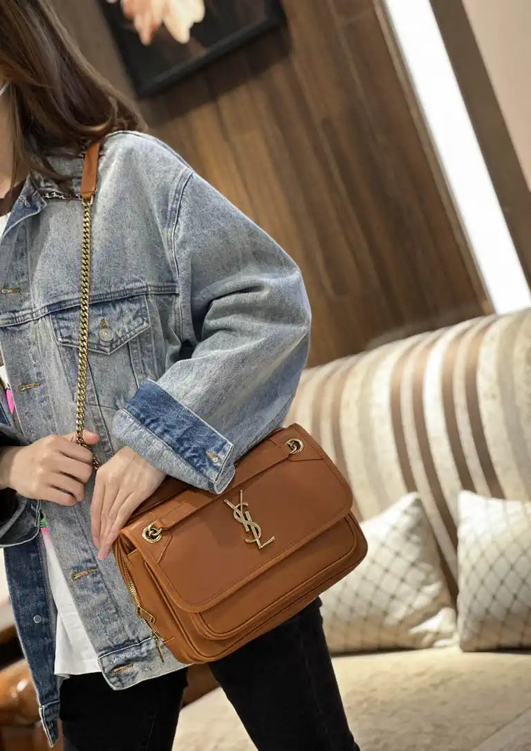 YSL 712520 Camera Crossbody Bag Brown