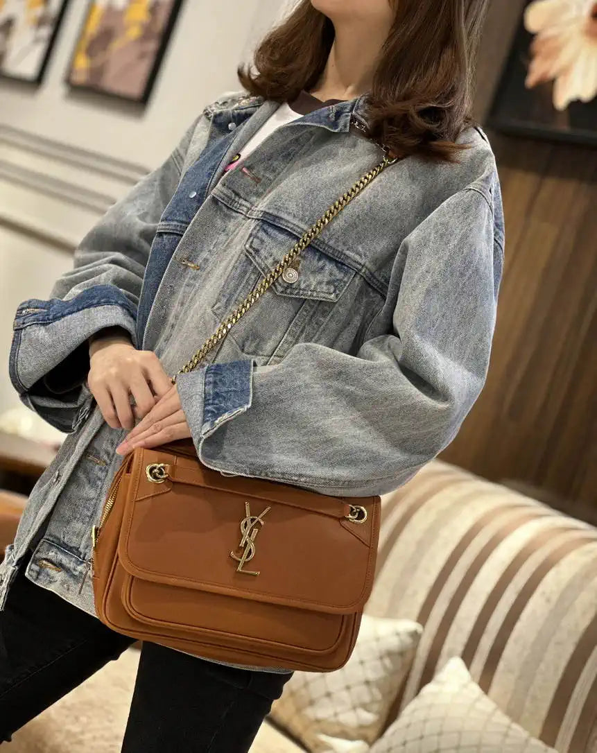 YSL 712520 Camera Crossbody Bag Brown