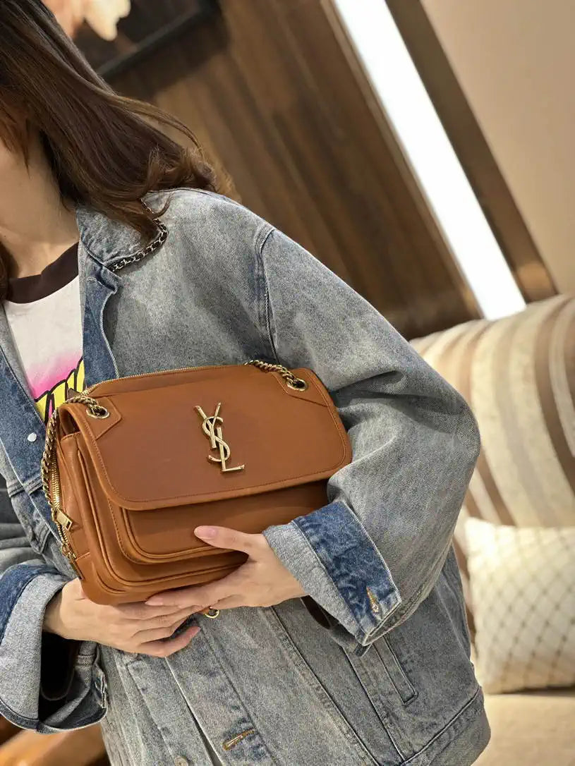 YSL 712520 Camera Crossbody Bag Brown