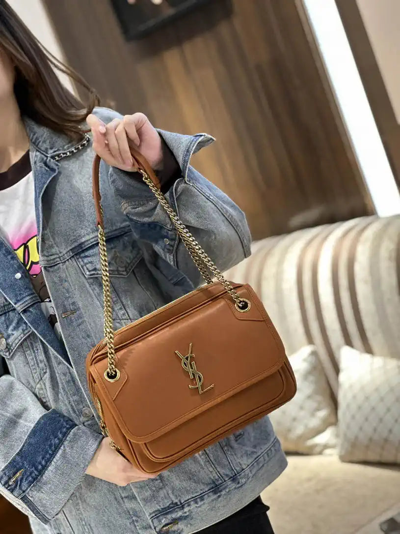 YSL 712520 Camera Crossbody Bag Brown