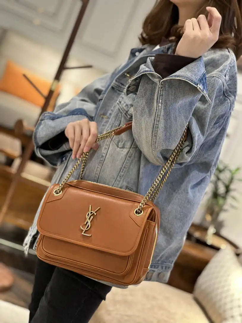 YSL 712520 Camera Crossbody Bag Brown