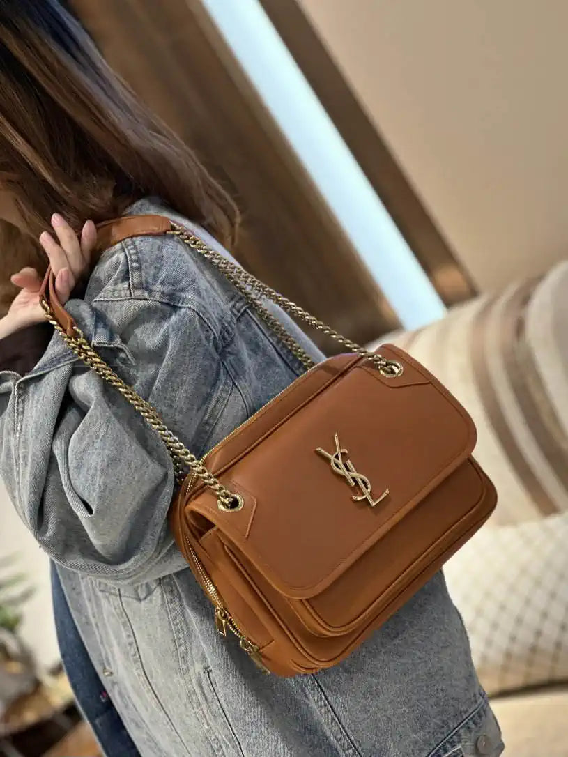 YSL 712520 Camera Crossbody Bag Brown