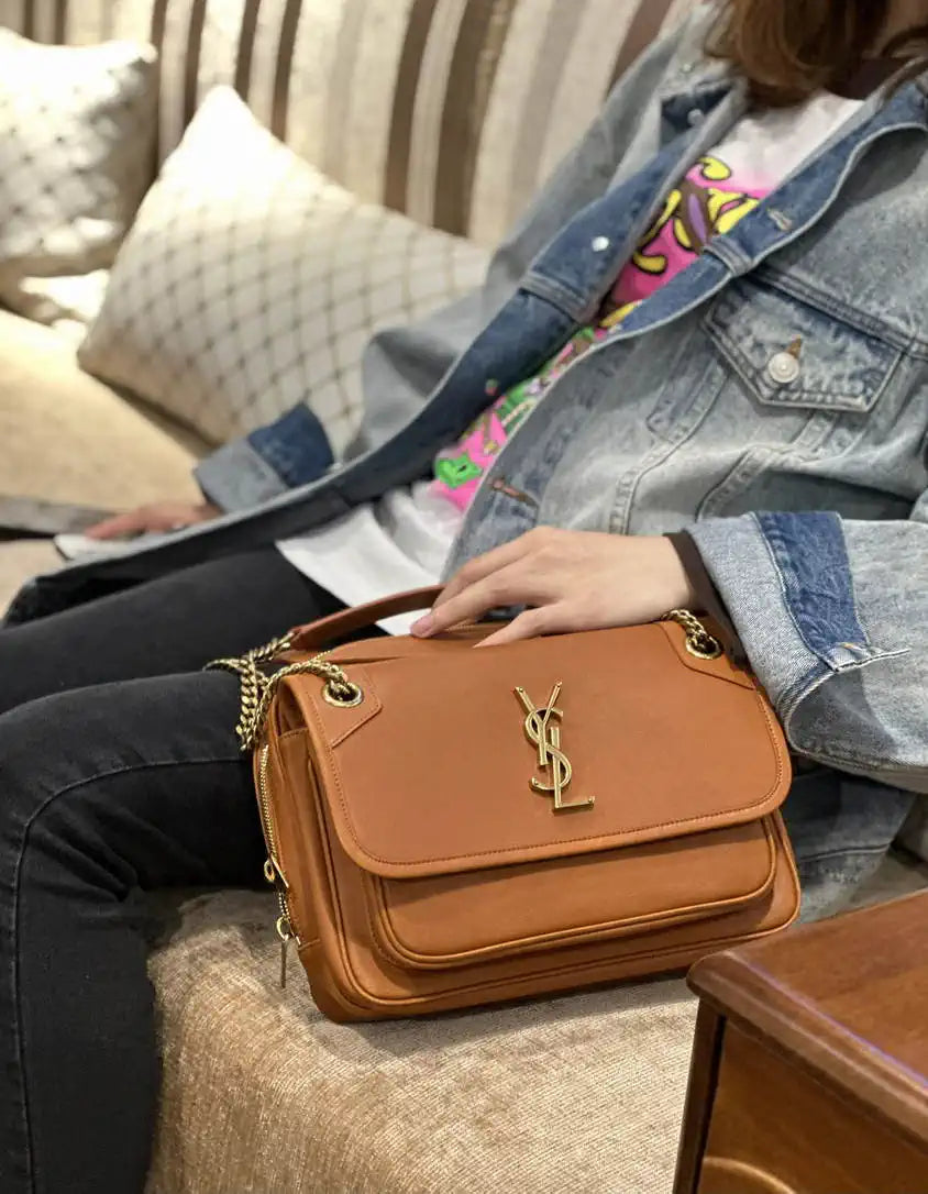 YSL 712520 Camera Crossbody Bag Brown