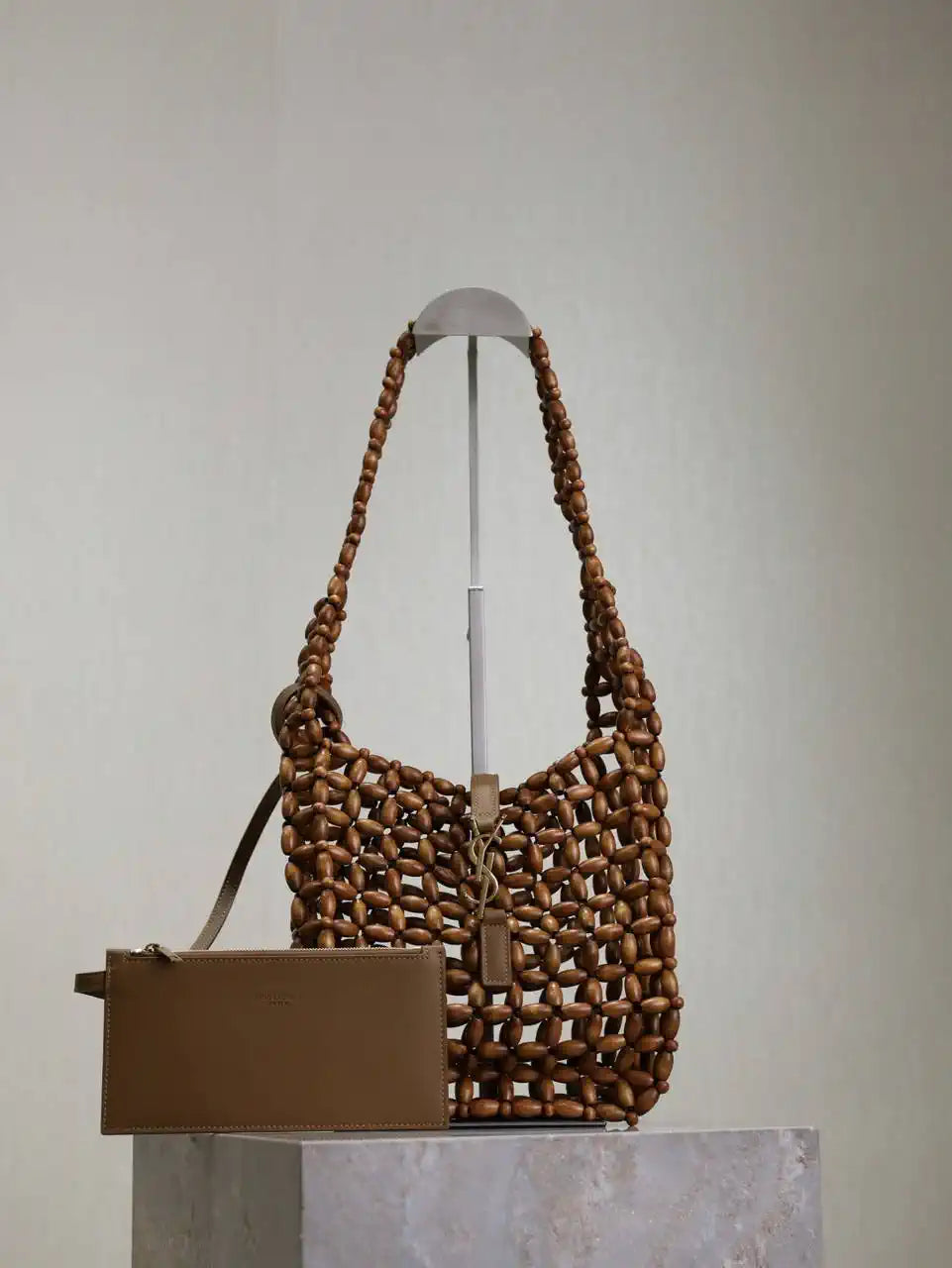 YSL 713938 LE 5 ¨¤ 7 Small in wood beads LIGHT WOOD