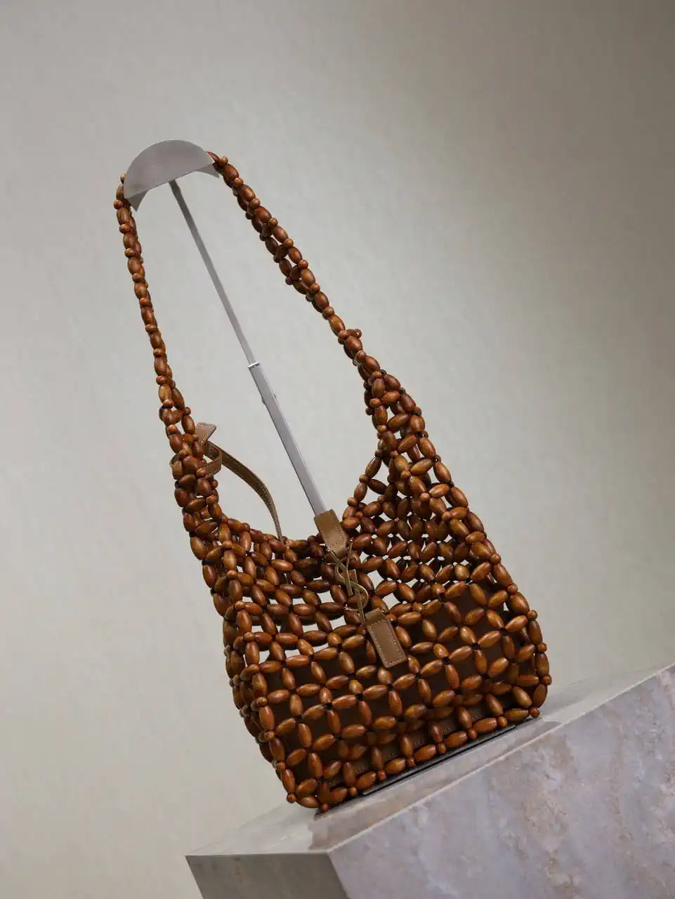 YSL 713938 LE 5 ¨¤ 7 Small in wood beads LIGHT WOOD