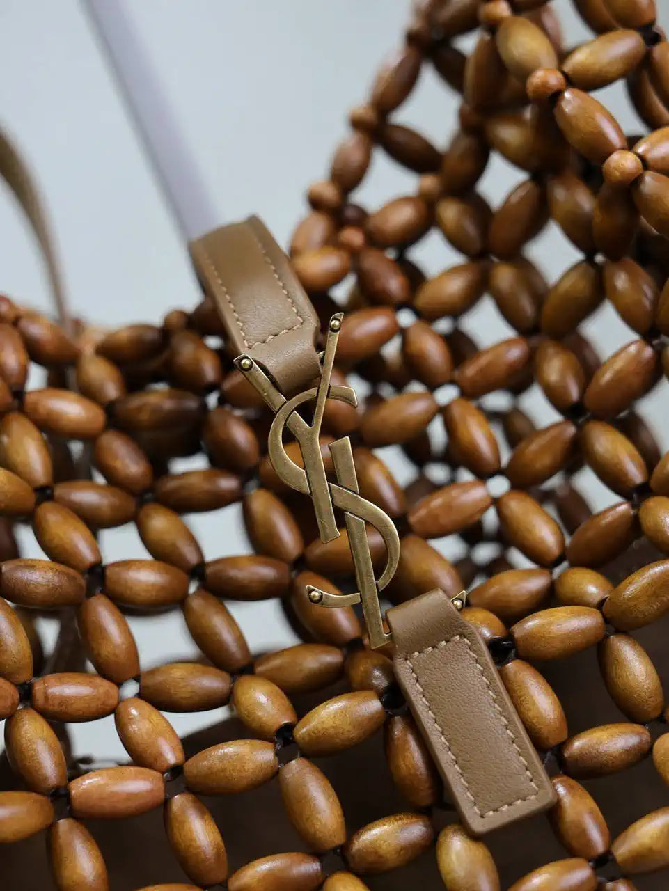 YSL 713938 LE 5 ¨¤ 7 Small in wood beads LIGHT WOOD