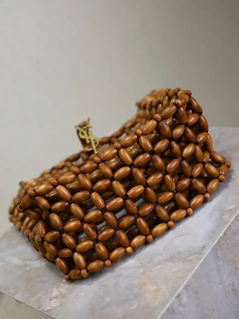 YSL 713938 LE 5 ¨¤ 7 Small in wood beads LIGHT WOOD