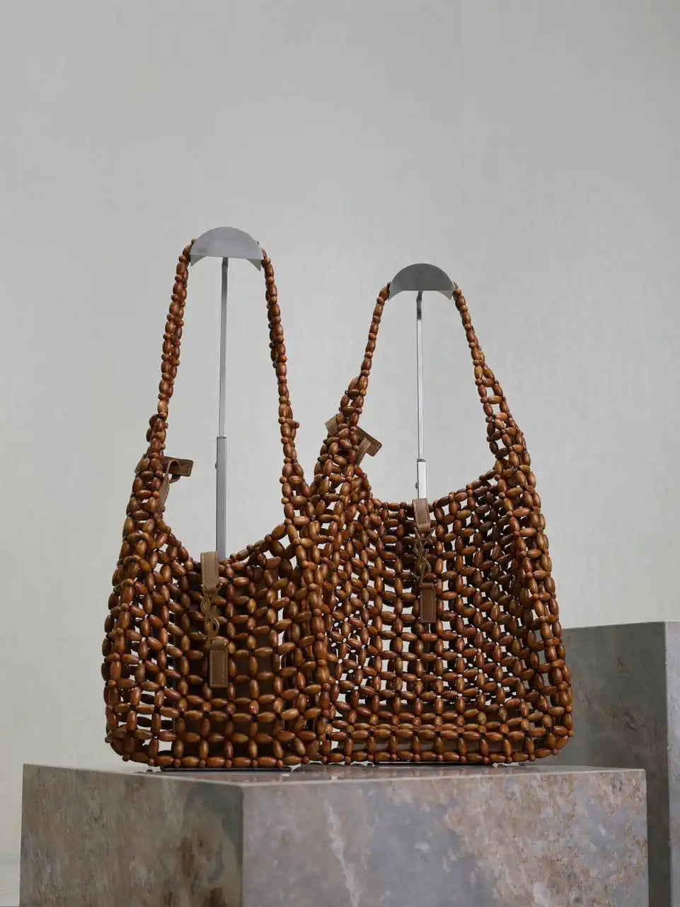 YSL 713938 LE 5 ¨¤ 7 Small in wood beads LIGHT WOOD