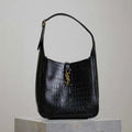 YSL 713938 LE 5 A 7 Supple Small In Grained Crocodile Leather Black