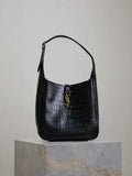 YSL 713938 LE 5 A 7 Supple Small In Grained Crocodile Leather Black