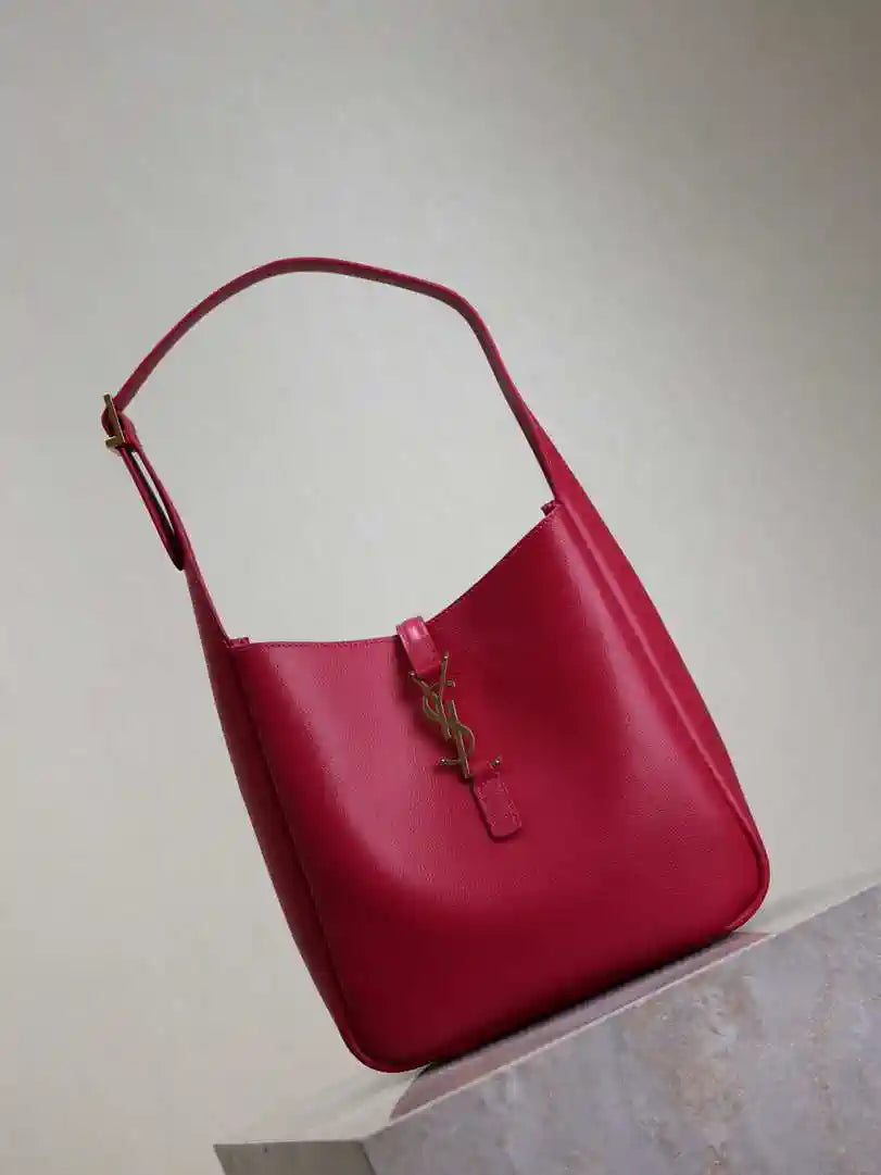 YSL 713938 LE 5 A 7 Supple Small In Grained Leather Rose Red