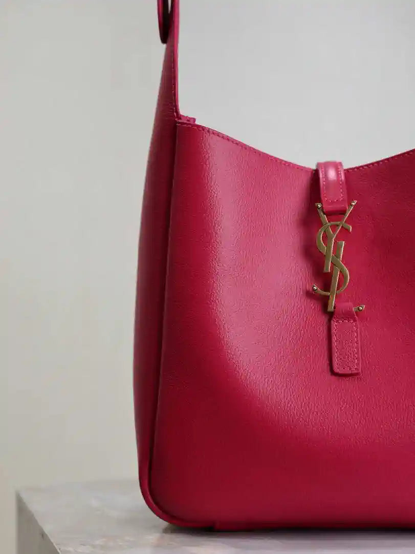 YSL 713938 LE 5 A 7 Supple Small In Grained Leather Rose Red