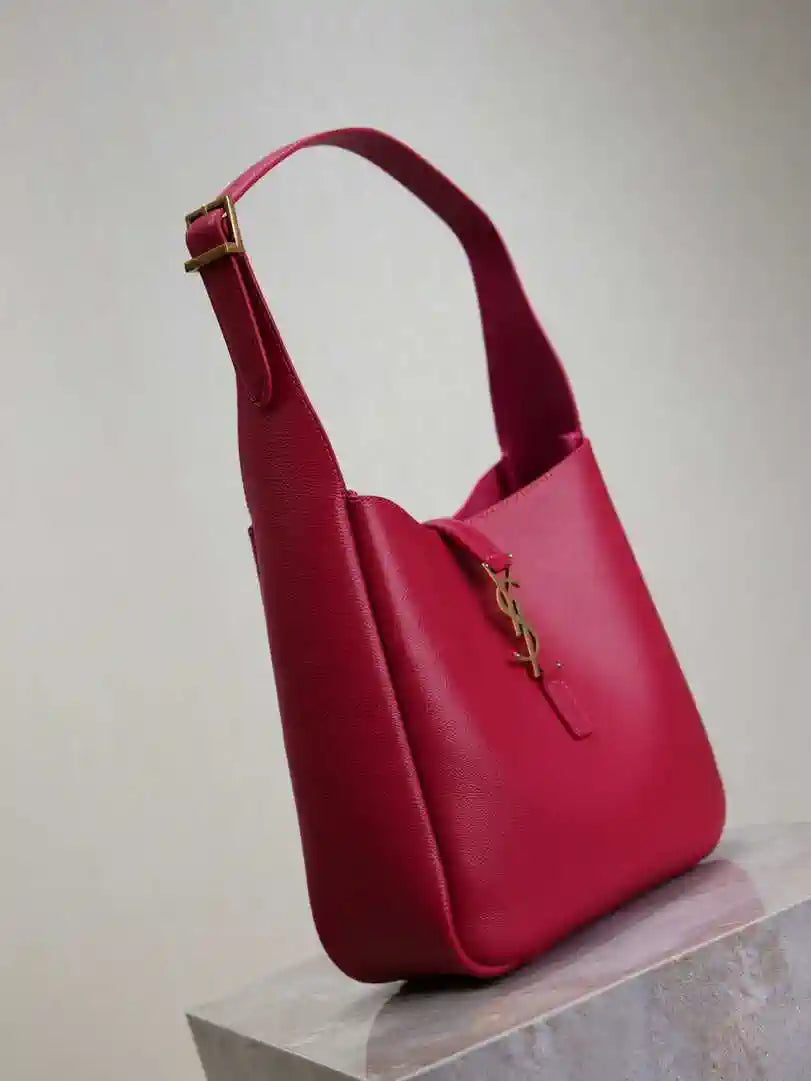 YSL 713938 LE 5 A 7 Supple Small In Grained Leather Rose Red