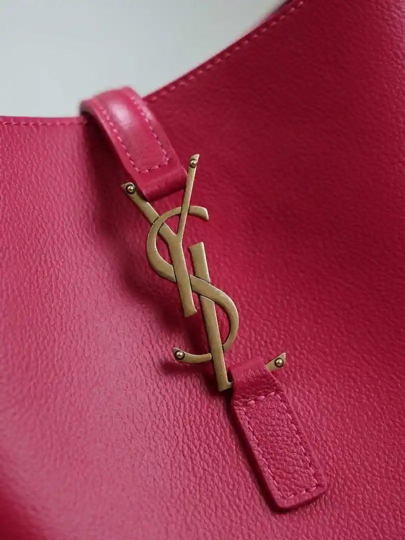 YSL 713938 LE 5 A 7 Supple Small In Grained Leather Rose Red