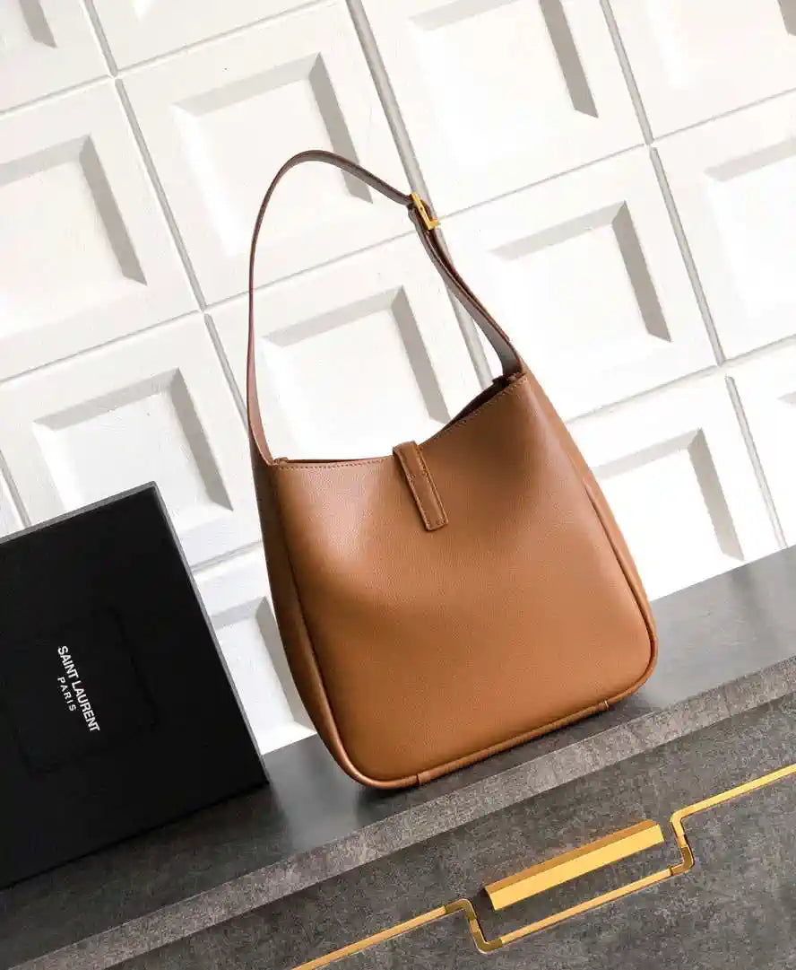 YSL 713938 LE 5 A 7 Supple Small In Grained Leather Brown