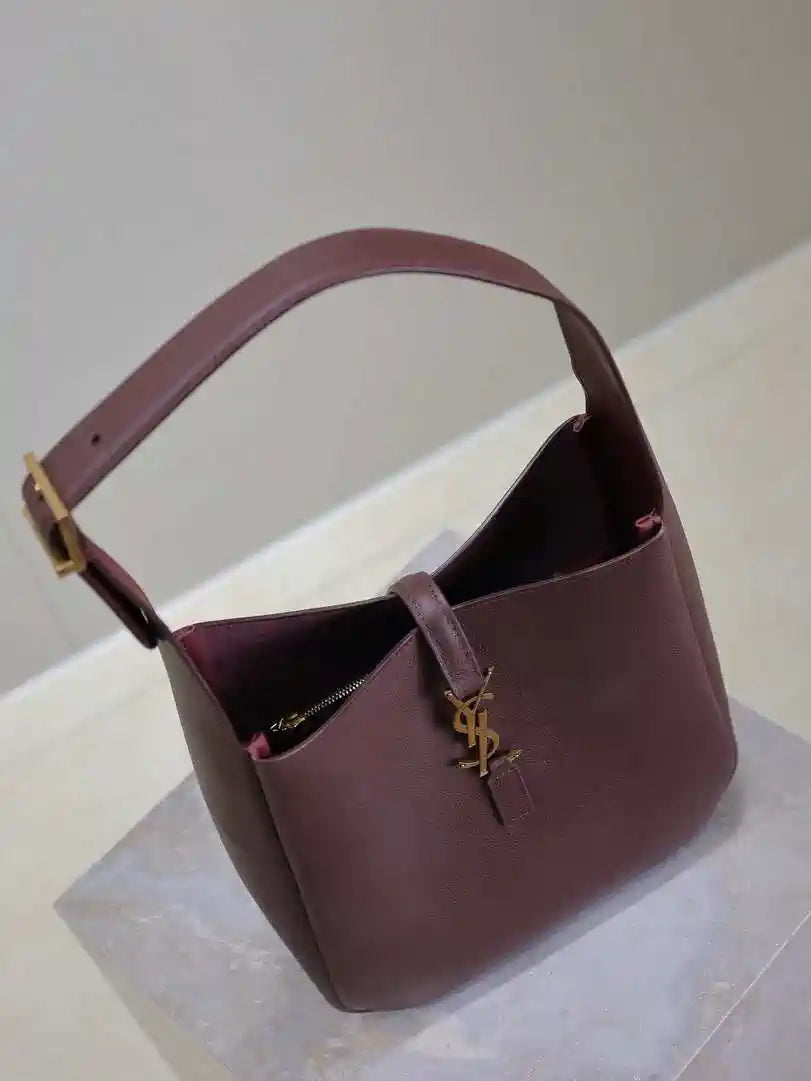 YSL 713938 LE 5 A 7 Supple Small In Grained Leather Wine Red