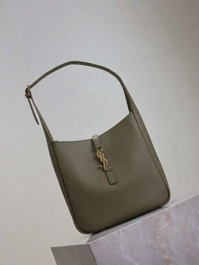 YSL 713938 LE 5 A 7 Supple Small In Grained Leather Green