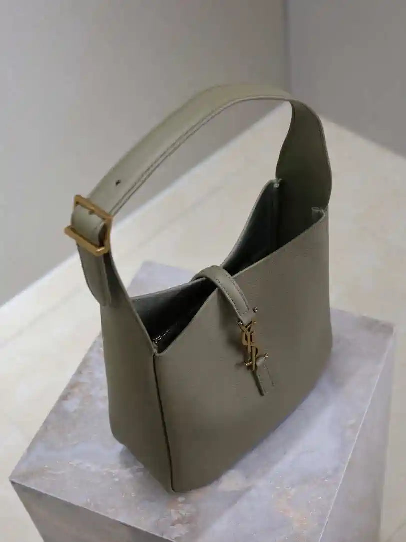 YSL 713938 LE 5 A 7 Supple Small In Grained Leather Green