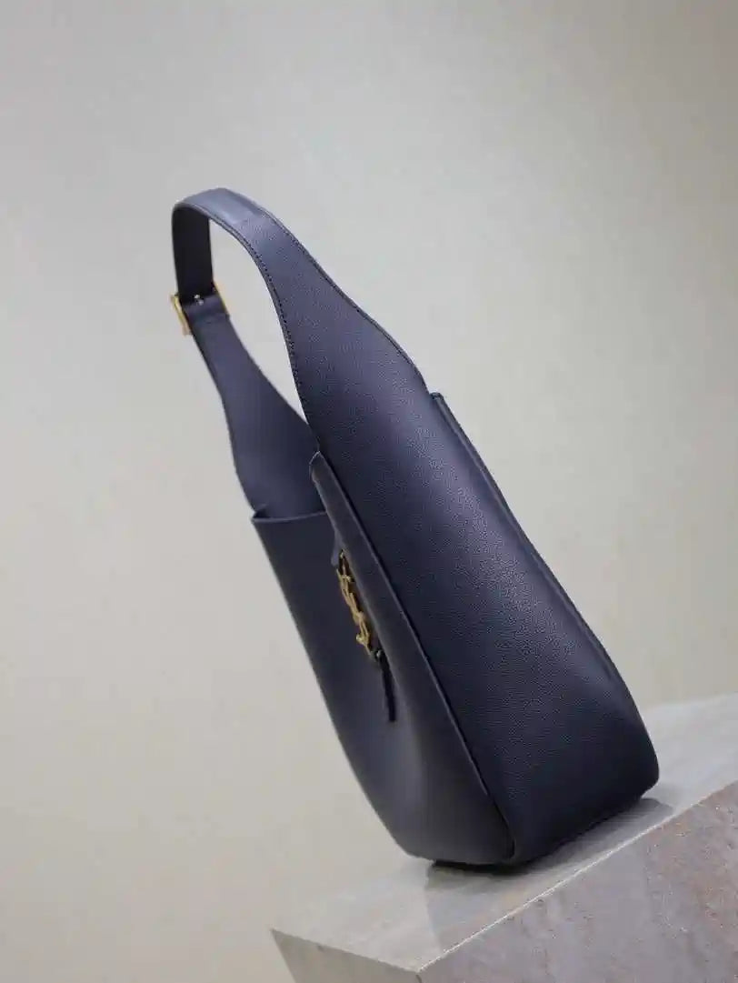 YSL 713938 LE 5 A 7 Supple Small In Grained Leather Navy Blue