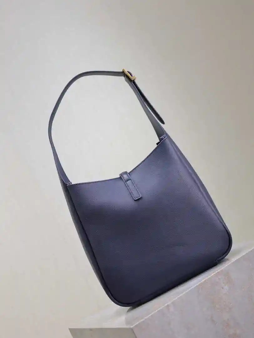 YSL 713938 LE 5 A 7 Supple Small In Grained Leather Navy Blue