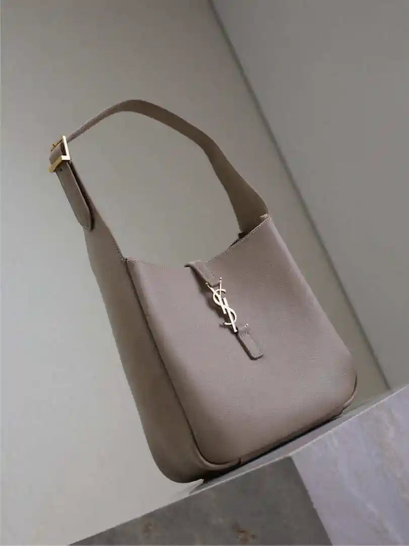 YSL 713938 LE 5 A 7 Supple Small In Grained Leather Khaki