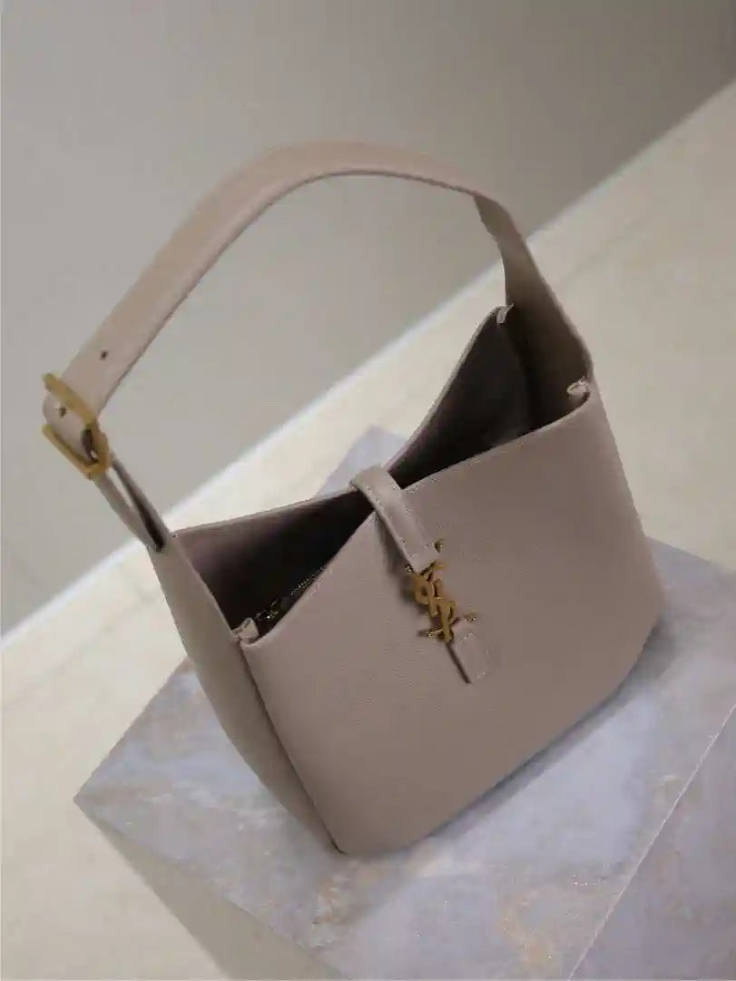 YSL 713938 LE 5 A 7 Supple Small In Grained Leather Khaki