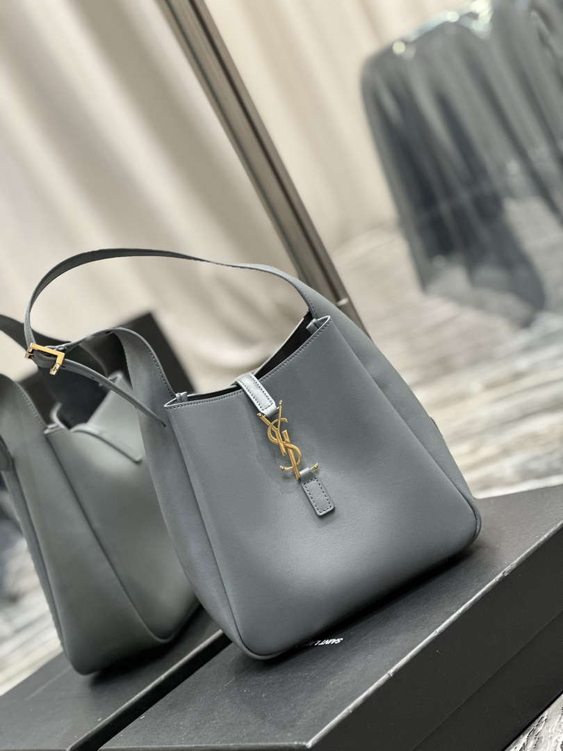 YSL 713938 LE 5 A 7 Supple Small In Grained Leather Blue - Default Title - View 2