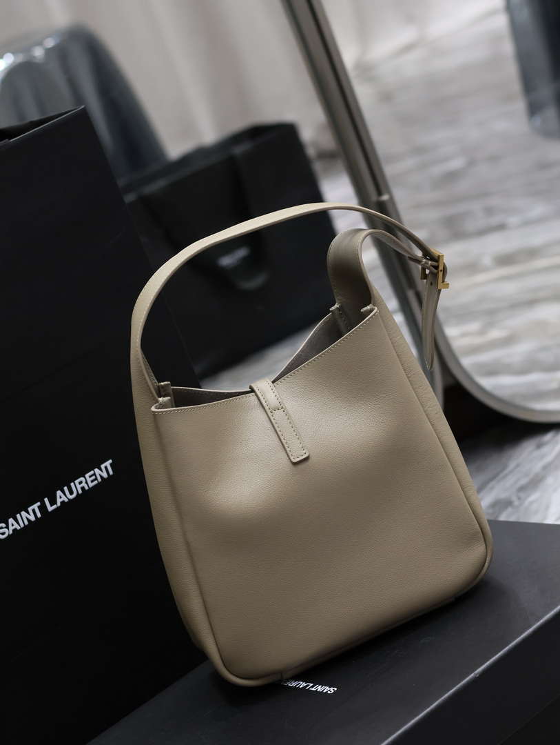 YSL 713938 LE 5 A 7 Supple Small In Grained Leather Dusty Gray